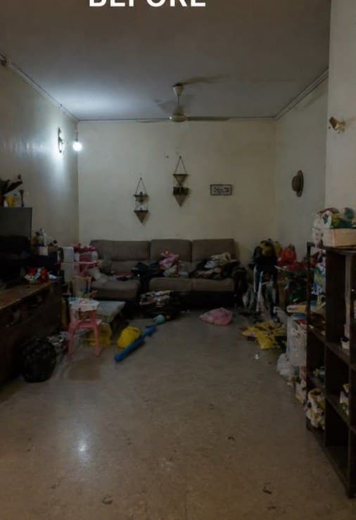 Living room before deep cleaning and finishing