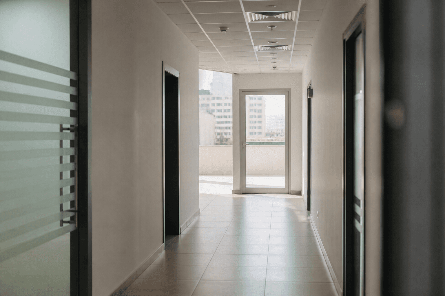 Daylit office corridor in Bur Dubai